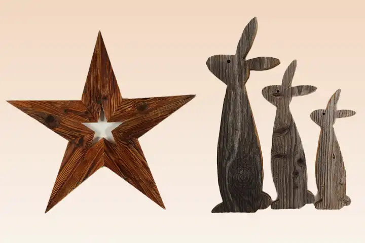 Dekostern und Dekohasen aus Holz