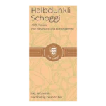 beige Verpackung "Halbdunkli Schoggi" mit Paranuss und Kürbiskernen